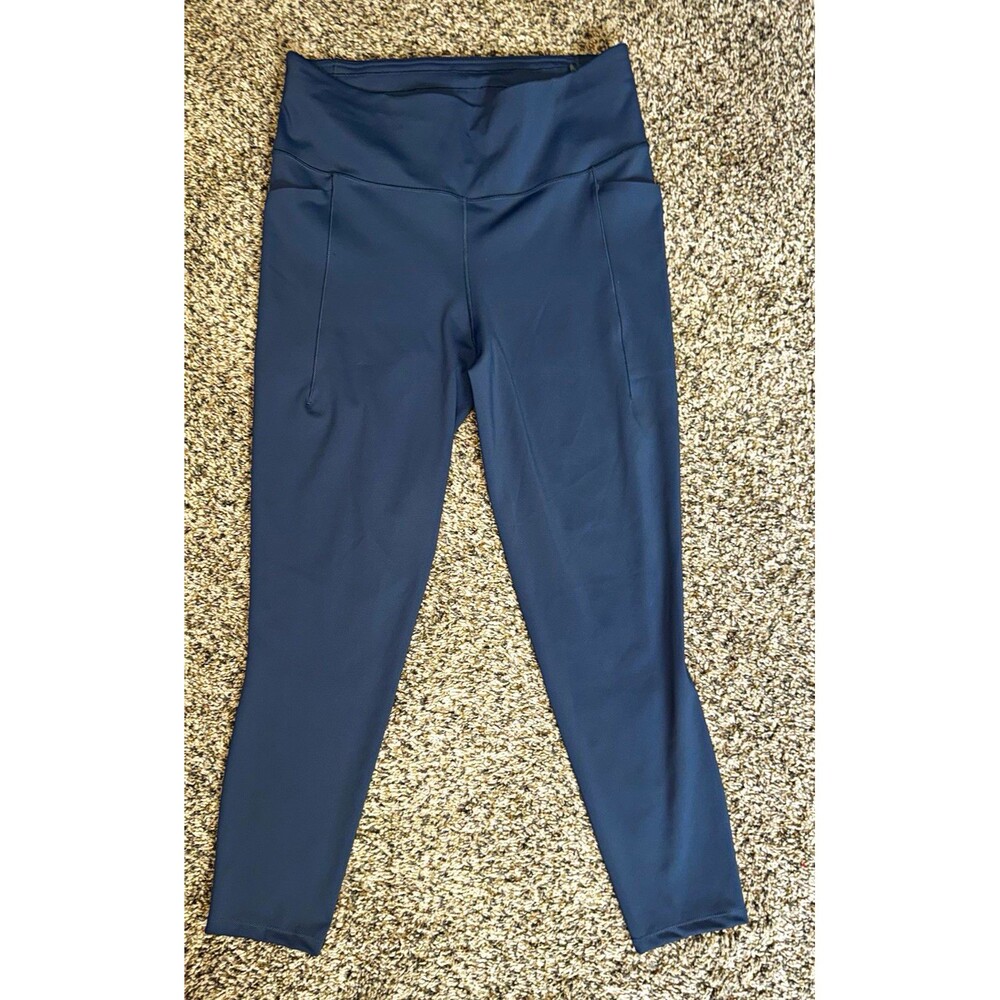 CALIA Women’s Blue Nylon Lycra Ankle Leggings L Pull-On Elastic Waist
